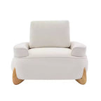 Hyleory Poltrona da salotto in velluto da 117 cm con pouf, set poltrona e poggiapiedi in velluto a coste stile Mid-Century Modern, poltrona club imbottita con braccioli a vasca
