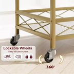 Carrelli da bar dorati con ripiani portaoggetti a 2 livelli, carrelli da portata mobili da cucina su ruote con portabottiglie e portabicchieri per cucina, soggiorno