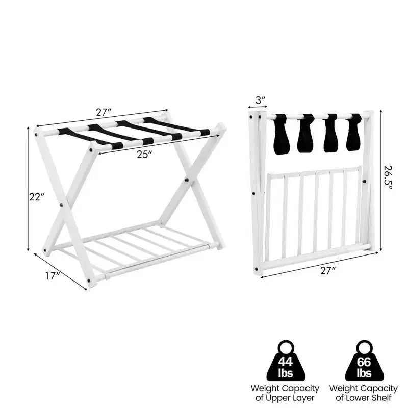 Costway Set di 2/4 Portabagagli Pieghevole in Metallo per Valigie, Scarpe, Hotel, Camera per Ospiti con Ripiano