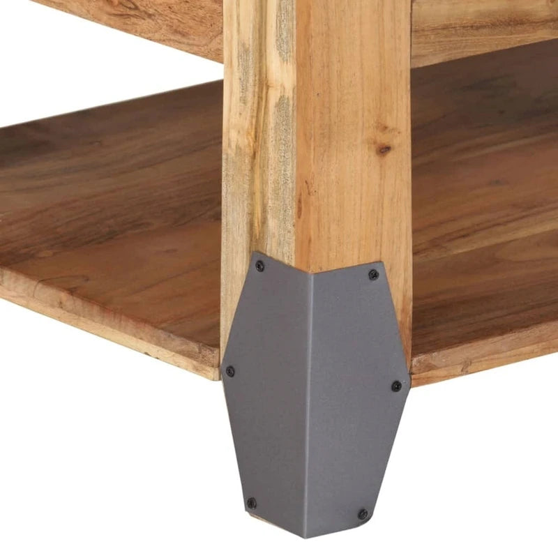Tavolino da Caffè in Legno Massello di Acacia con 2 Cassetti e Ripiano | 109x51x46 cm