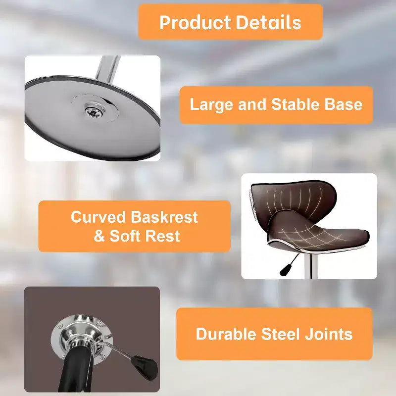 FDW Set di 2 Sgabelli da Bar Regolabili in Altezza con Funzione Girevole a 360 Gradi e Sedile in Pelle PU per Cucina e Sala da Pranzo