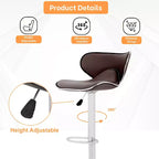 FDW Set di 2 Sgabelli da Bar Regolabili in Altezza con Funzione Girevole a 360 Gradi e Sedile in Pelle PU per Cucina e Sala da Pranzo