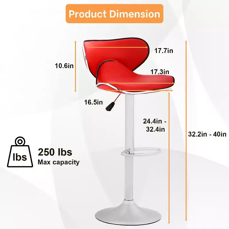 FDW Set di 2 Sgabelli da Bar Regolabili in Altezza con Funzione Girevole a 360 Gradi e Sedile in Pelle PU per Cucina e Sala da Pranzo