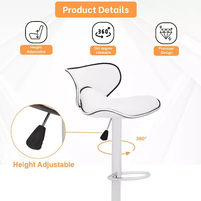 FDW Set di 2 Sgabelli da Bar Regolabili in Altezza con Funzione Girevole a 360 Gradi e Sedile in Pelle PU per Cucina e Sala da Pranzo