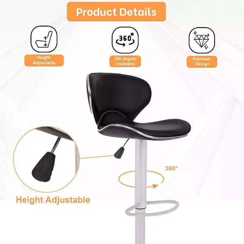 FDW Set di 2 Sgabelli da Bar Regolabili in Altezza con Funzione Girevole a 360 Gradi e Sedile in Pelle PU per Cucina e Sala da Pranzo