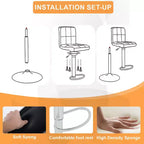 FDW Set di 2 Sgabelli da Bar Regolabili in Altezza con Funzione Girevole a 360 Gradi e Sedile in Pelle PU per Cucina e Sala da Pranzo