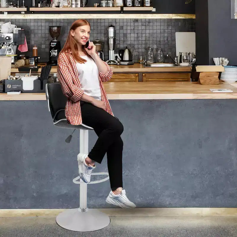 FDW Set di 2 Sgabelli da Bar Regolabili in Altezza con Funzione Girevole a 360 Gradi e Sedile in Pelle PU per Cucina e Sala da Pranzo