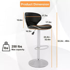 FDW Set di 2 Sgabelli da Bar Regolabili in Altezza con Funzione Girevole a 360 Gradi e Sedile in Pelle PU per Cucina e Sala da Pranzo