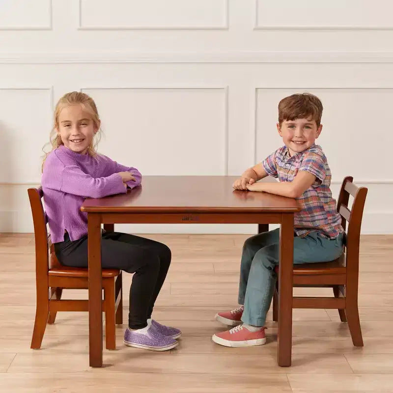 Tavolo quadrato in legno massiccio ECR4Kids da 30x30 pollici e due sedie da 12 pollici, set da 3 pezzi