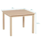 Tavolo quadrato in legno massiccio ECR4Kids da 30x30 pollici e due sedie da 12 pollici, set da 3 pezzi