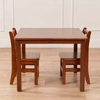 Tavolo quadrato in legno massiccio ECR4Kids da 30x30 pollici e due sedie da 12 pollici, set da 3 pezzi