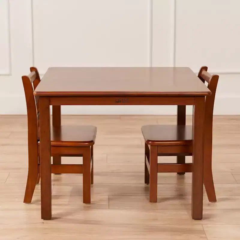 Tavolo quadrato in legno massiccio ECR4Kids da 30x30 pollici e due sedie da 12 pollici, set da 3 pezzi