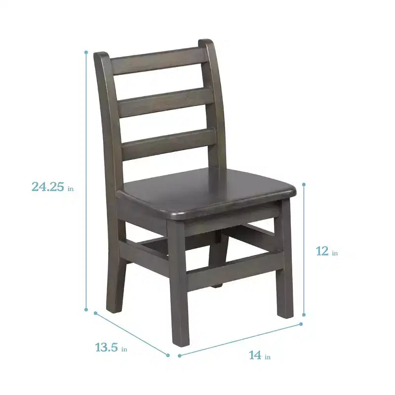 Tavolo quadrato in legno massiccio ECR4Kids da 30x30 pollici e due sedie da 12 pollici, set da 3 pezzi