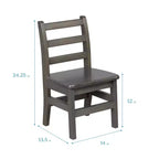 Tavolo quadrato in legno massiccio ECR4Kids da 30x30 pollici e due sedie da 12 pollici, set da 3 pezzi
