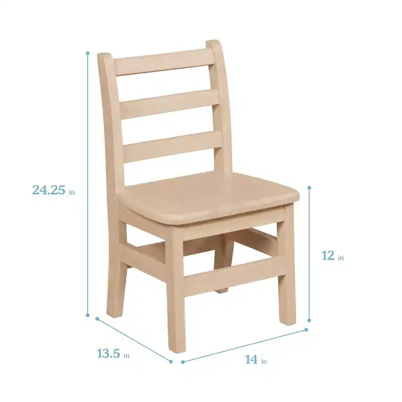Tavolo quadrato in legno massiccio ECR4Kids da 30x30 pollici e due sedie da 12 pollici, set da 3 pezzi