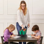 Tavolo quadrato in legno massiccio ECR4Kids da 30x30 pollici e due sedie da 12 pollici, set da 3 pezzi
