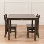 Tavolo quadrato in legno massiccio ECR4Kids da 30x30 pollici e due sedie da 12 pollici, set da 3 pezzi
