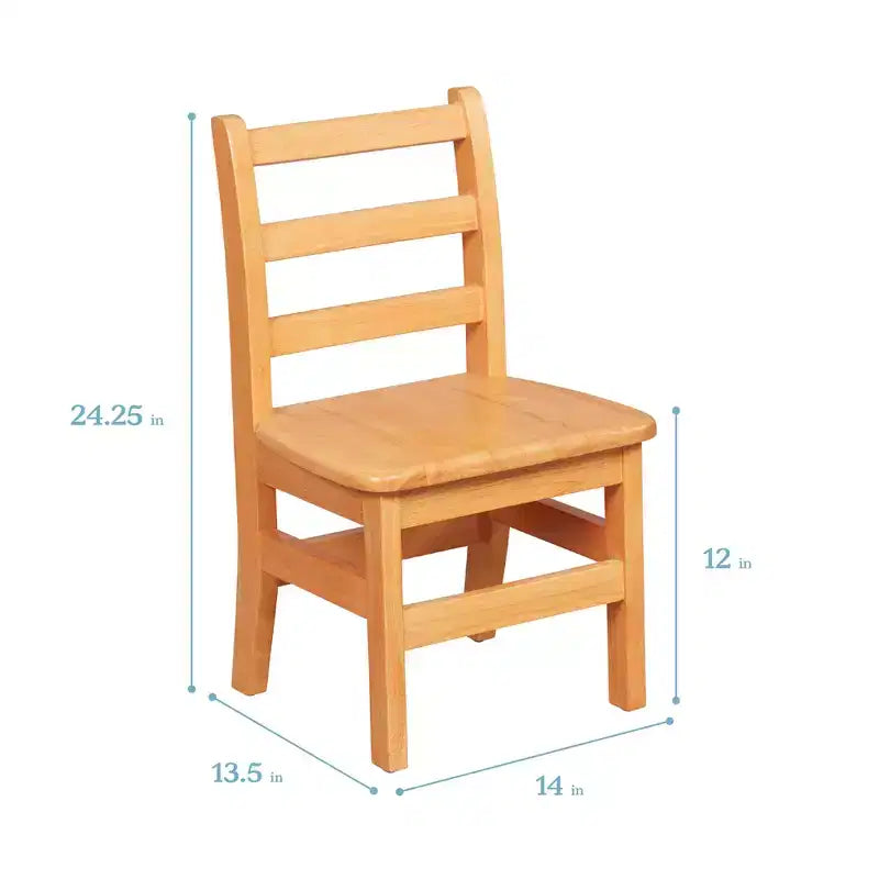 Tavolo quadrato in legno massiccio ECR4Kids da 30x30 pollici e due sedie da 12 pollici, set da 3 pezzi