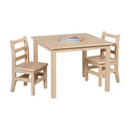 Tavolo quadrato in legno massiccio ECR4Kids da 30x30 pollici e due sedie da 12 pollici, set da 3 pezzi