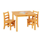 Tavolo quadrato in legno massiccio ECR4Kids da 30x30 pollici e due sedie da 12 pollici, set da 3 pezzi