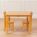Tavolo quadrato in legno massiccio ECR4Kids da 30x30 pollici e due sedie da 12 pollici, set da 3 pezzi