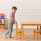 Tavolo quadrato in legno massiccio ECR4Kids da 30x30 pollici e due sedie da 12 pollici, set da 3 pezzi