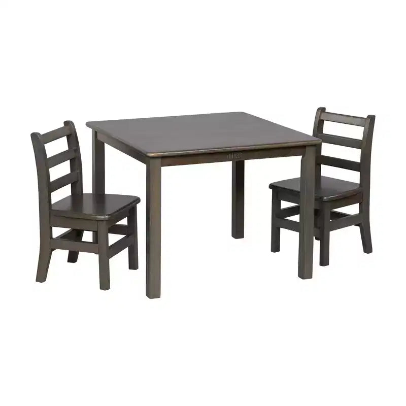 Tavolo quadrato in legno massiccio ECR4Kids da 30x30 pollici e due sedie da 12 pollici, set da 3 pezzi