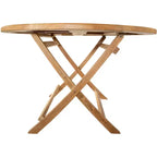 Tavolo da pranzo rotondo pieghevole per esterni Nordic Teak 47 in teak naturale - Beige