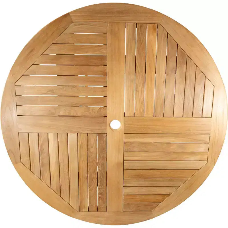 Tavolo da pranzo rotondo pieghevole per esterni Nordic Teak 47 in teak naturale - Beige