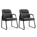 JIONJOY Big and Tall Office Guest Chair Leather Executive Waiting Room Chairs Set of 2 | Black