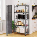 Scaffale portaoggetti pieghevole a 5 ripiani in metallo, pieghevole, per garage, cucina, dispensa, 160 cm