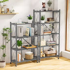 Scaffale portaoggetti pieghevole a 5 ripiani in metallo, pieghevole, per garage, cucina, dispensa, 160 cm