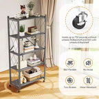 Scaffale portaoggetti pieghevole a 5 ripiani in metallo, pieghevole, per garage, cucina, dispensa, 160 cm