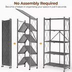 Scaffale portaoggetti pieghevole a 5 ripiani in metallo, pieghevole, per garage, cucina, dispensa, 160 cm