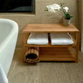 Nordic Teak 28 or 40 Natural Shower and Spa/Bathroom/Outdoor - Storage Bench with Shelves -Beige