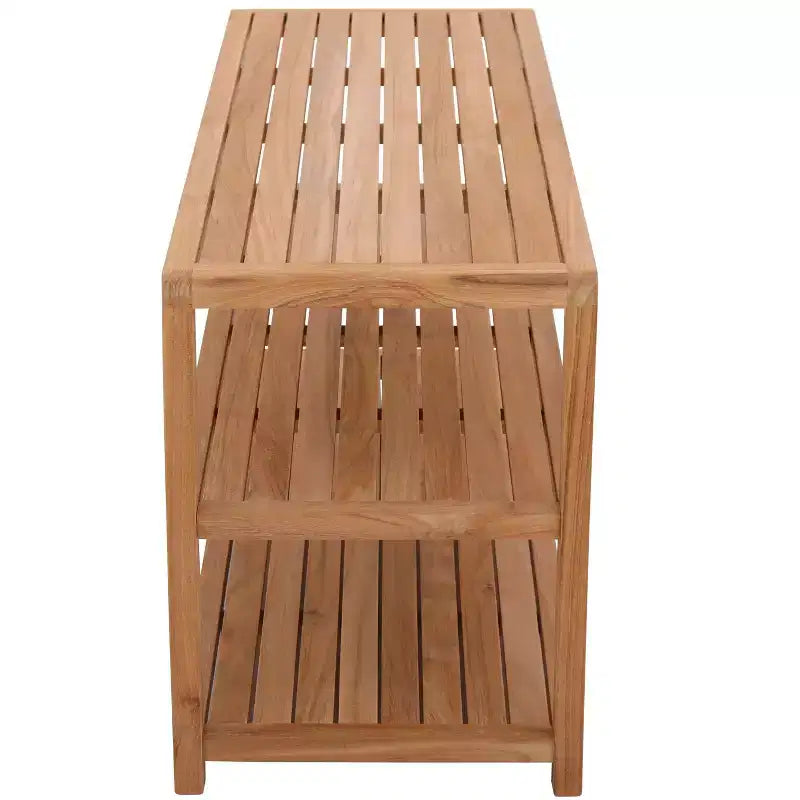 Panca contenitore Nordic Teak 28 o 40 in teak naturale per doccia e spa/bagno/esterno con ripiani - Beige