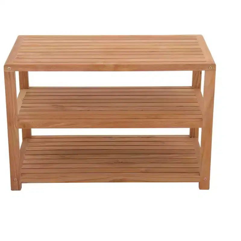 Panca contenitore Nordic Teak 28 o 40 in teak naturale per doccia e spa/bagno/esterno con ripiani - Beige