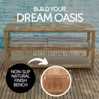 Panca contenitore Nordic Teak 28 o 40 in teak naturale per doccia e spa/bagno/esterno con ripiani - Beige