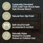 Panca contenitore Nordic Teak 28 o 40 in teak naturale per doccia e spa/bagno/esterno con ripiani - Beige
