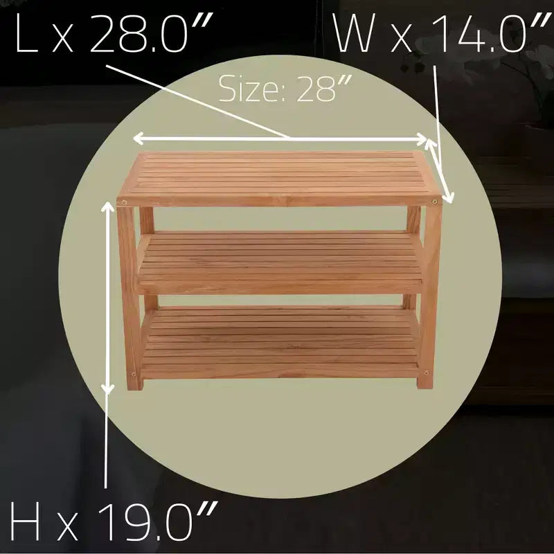 Panca contenitore Nordic Teak 28 o 40 in teak naturale per doccia e spa/bagno/esterno con ripiani - Beige