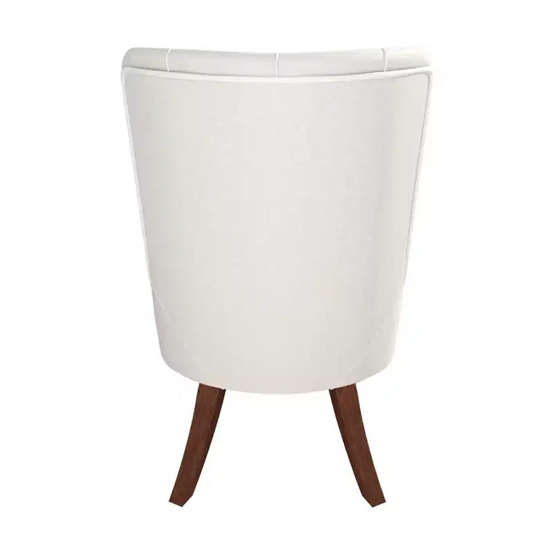 Sedia da pranzo LeisureMod rivestita in velluto e pelle con schienale alto capitonné e gambe in legno di caucciù verniciato