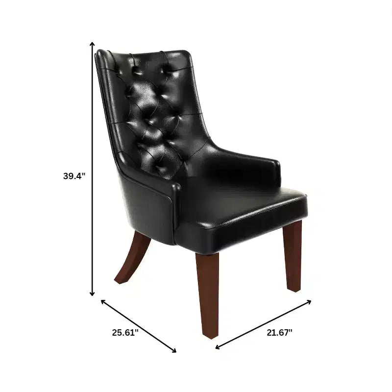 Sedia da pranzo LeisureMod rivestita in velluto e pelle con schienale alto capitonné e gambe in legno di caucciù verniciato