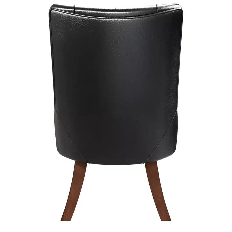Sedia da pranzo LeisureMod rivestita in velluto e pelle con schienale alto capitonné e gambe in legno di caucciù verniciato