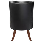 Sedia da pranzo LeisureMod rivestita in velluto e pelle con schienale alto capitonné e gambe in legno di caucciù verniciato