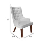 Sedia da pranzo LeisureMod rivestita in velluto e pelle con schienale alto capitonné e gambe in legno di caucciù verniciato