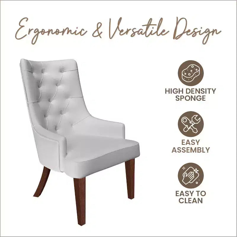 Sedia da pranzo LeisureMod rivestita in velluto e pelle con schienale alto capitonné e gambe in legno di caucciù verniciato