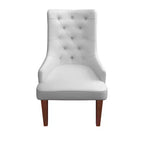 Sedia da pranzo LeisureMod rivestita in velluto e pelle con schienale alto capitonné e gambe in legno di caucciù verniciato