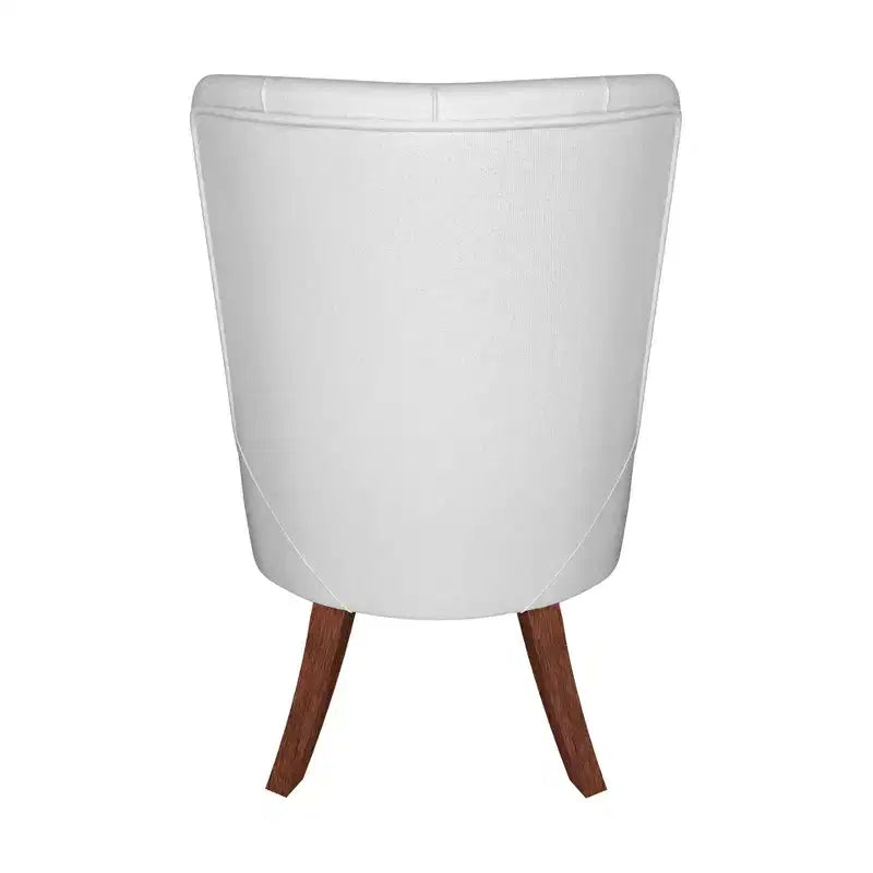 Sedia da pranzo LeisureMod rivestita in velluto e pelle con schienale alto capitonné e gambe in legno di caucciù verniciato