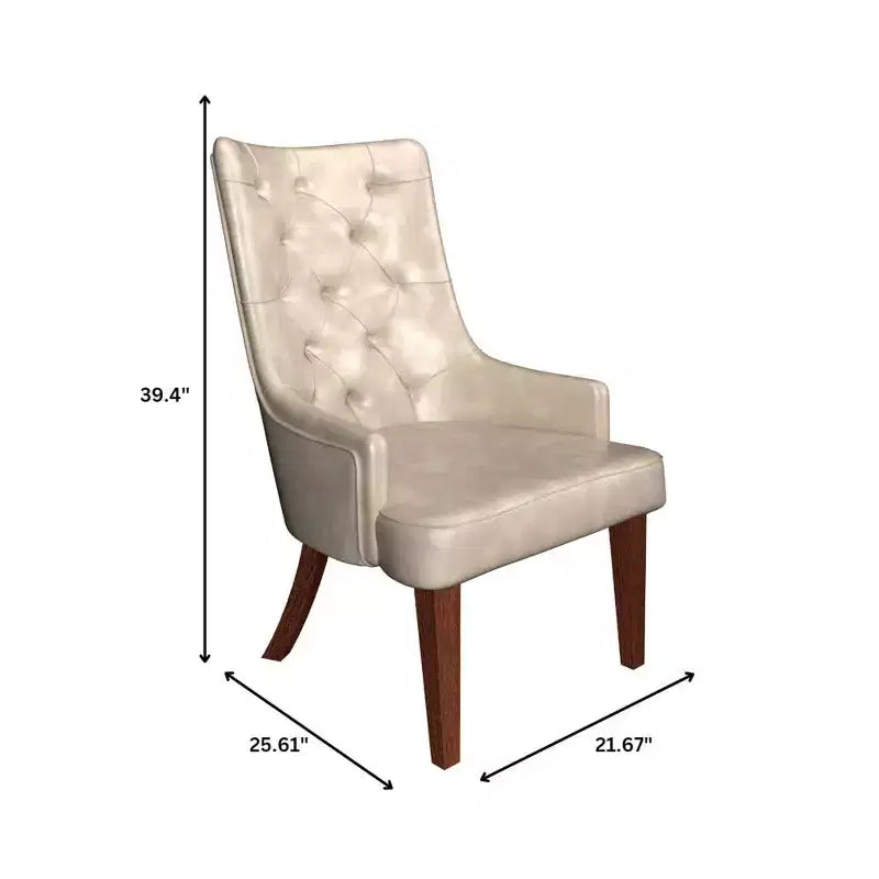 Sedia da pranzo LeisureMod rivestita in velluto e pelle con schienale alto capitonné e gambe in legno di caucciù verniciato