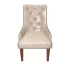 Sedia da pranzo LeisureMod rivestita in velluto e pelle con schienale alto capitonné e gambe in legno di caucciù verniciato